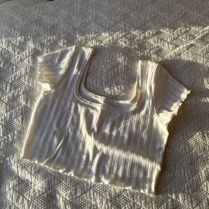 White Ribbed Crop Top